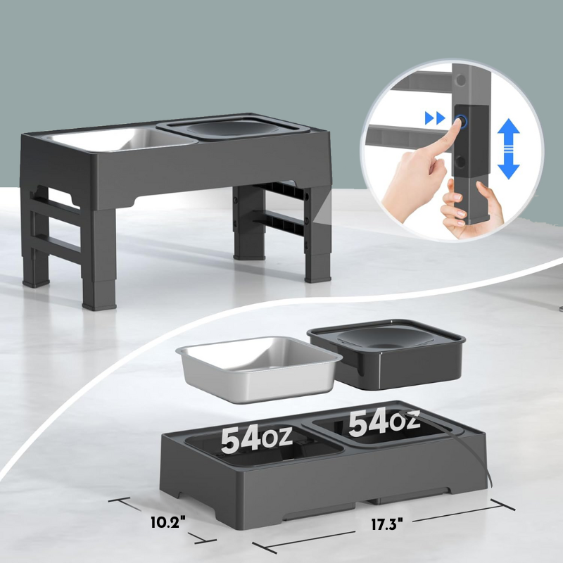 Height-Adjustable Stainless Steel Pet Feeder | CleoPetra™