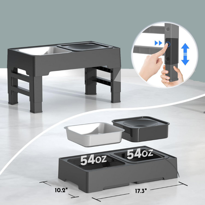 Height-Adjustable Stainless Steel Pet Feeder | CleoPetra™
