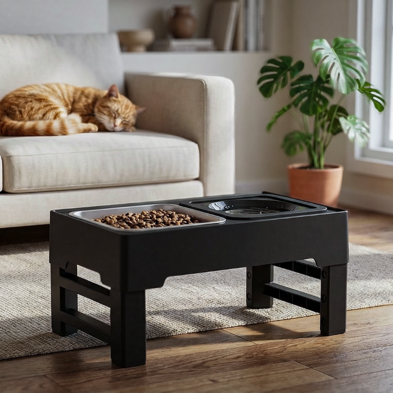 Adjustable Stainless Pet Feeder by CleoPetra – functions and benefits