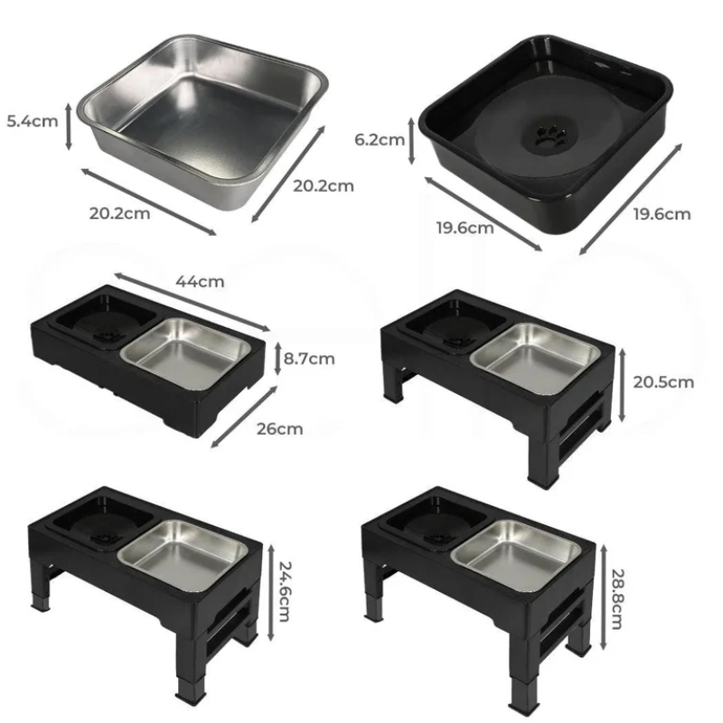 Adjustable Stainless Pet Feeder by CleoPetra – dimensions or included accessories