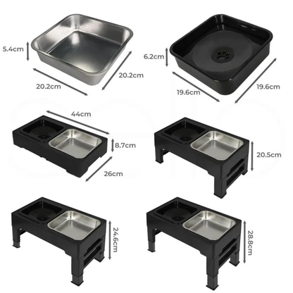 Adjustable Stainless Pet Feeder by CleoPetra – dimensions or included accessories